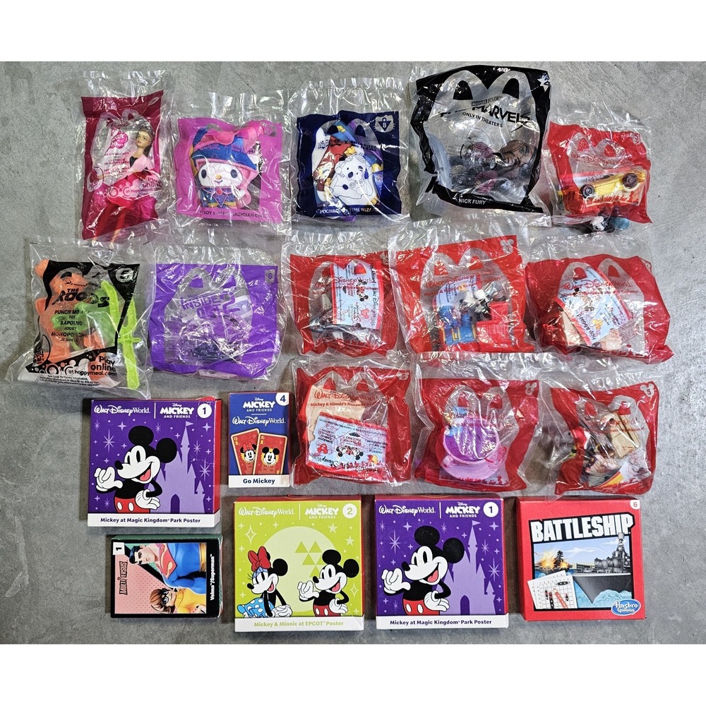 Mcdonald's Happy Meal Toy Lot Of 19- Disney, Hello Kitty, Barbie, Croods, Marvel